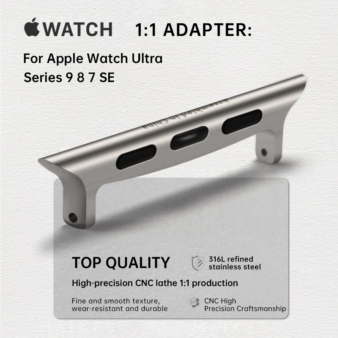 2pcs Apple Watch Ultra 49mm Adapter For Apple Watch Strap Series 9 8 7 SE 45mm 44mm 41mm 40mm Band Stainless Steel Connector