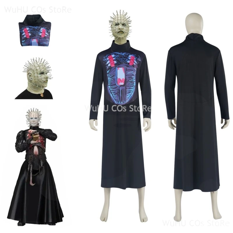 Hellraiser Pinhead Horror Mask Party Carnival Mascaras Head Nail Cosplay Costume Men Movie Cosplay Mask Halloween Scary Masks