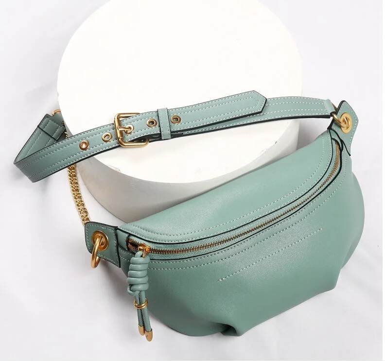 Genuine leather waist bags women designer fanny pack fashion belt female lady wait pack bum bag cowskin single shouder bag