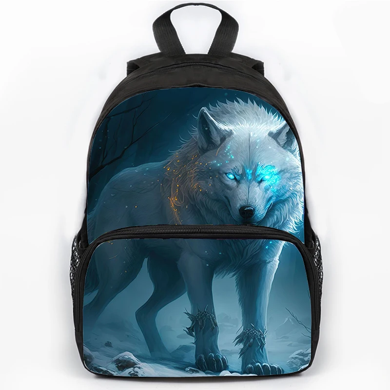 Three Wolves and Full Moon Backpack for Teenage Girls Boys Student Bookbag Howling Wolf 3d Print School Bags Men Large Backpacks