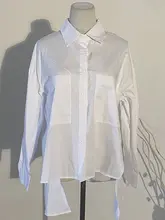 Loose White Long Women's Shirt for Spring Autumn #4