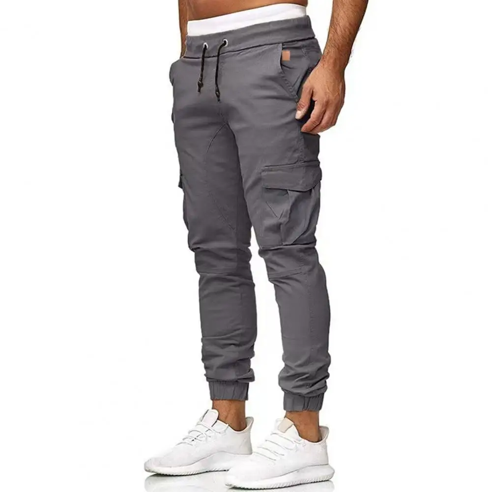 Spring Streetwear Casual Pants Male Black Slim Joggers Pants Side-pockets Brand cargo Men Trousers