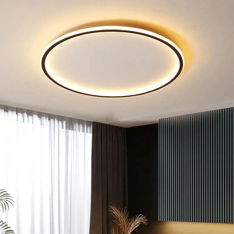 Lámpara de techo de iluminación de estilo nórdico Simple, borde blanco y negro, lámpara moderna para sala de estar, dormitorio, decoración del hogar