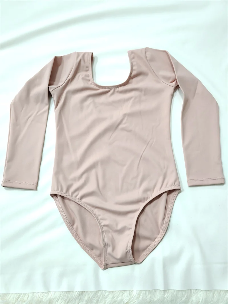 مصنع الجملة مات النايلون دنة ممارسة ارتداء الأطفال أطفال بنات أسود أبيض طويل الأكمام ثياب رقص الباليه للبيع #6