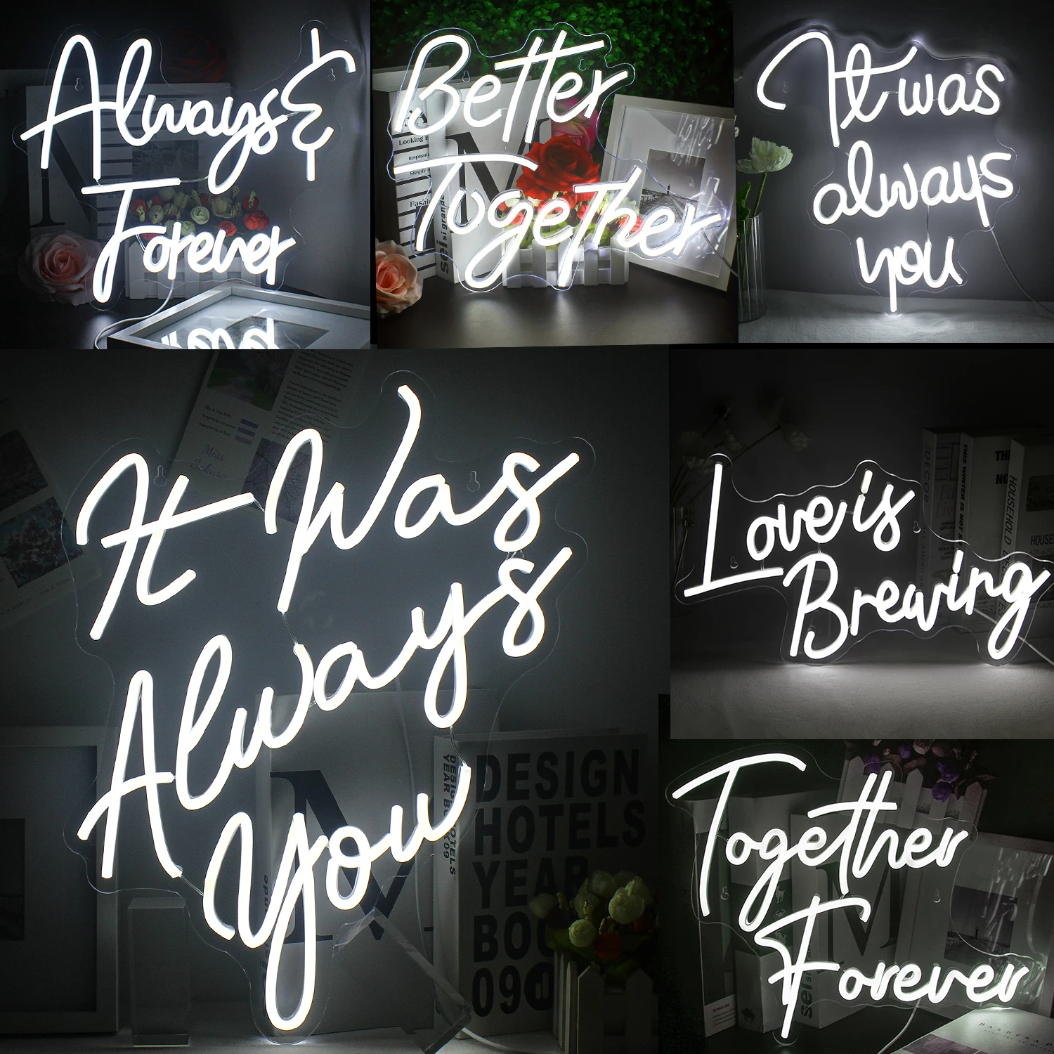 

It Was Always You Neon Sign LED Light Bachelorette Party Engagement Birthday Favors, Wedding Gift LED Tube for Wall Decor Lamps