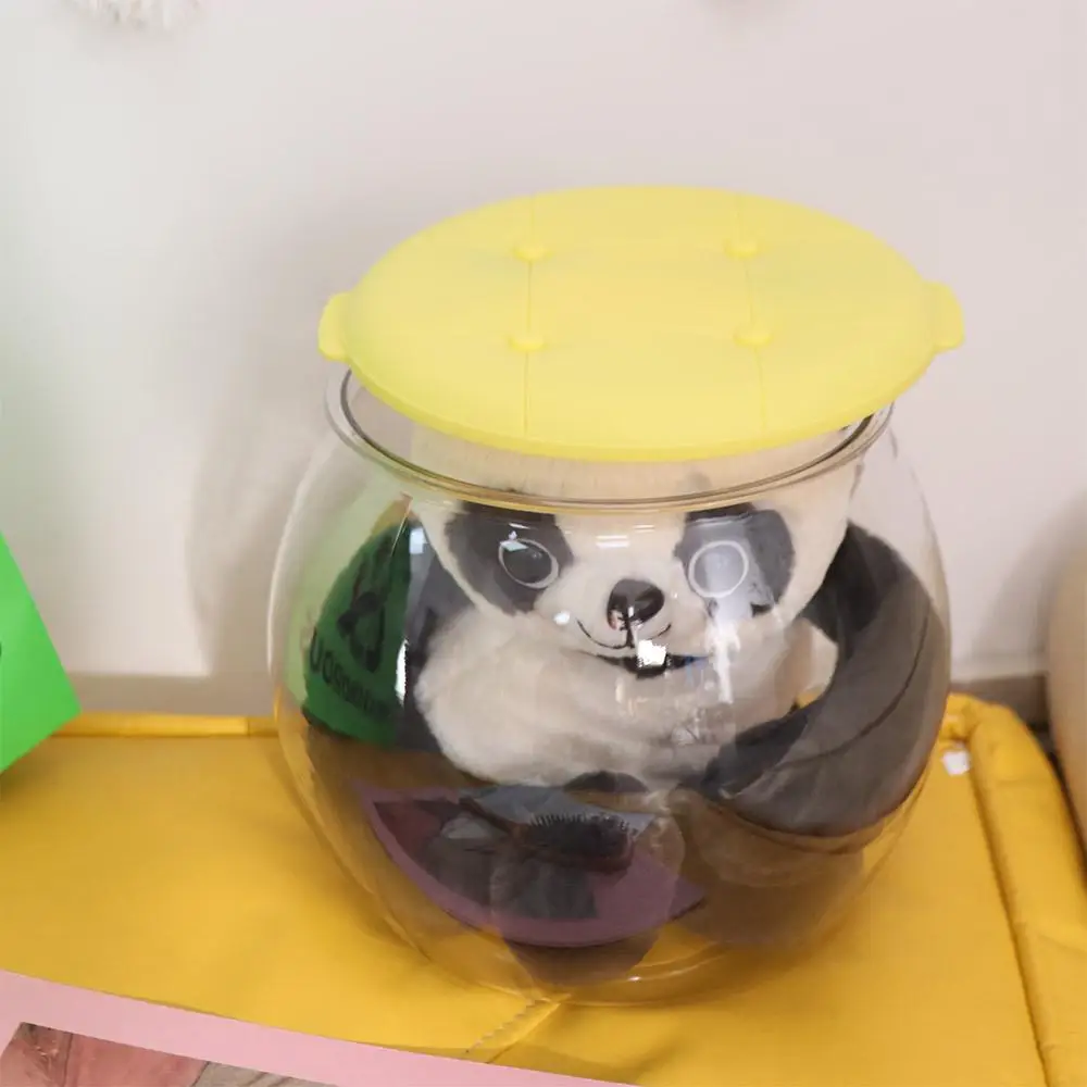 

Easy Clean Transparent Storage Box Stool Multipurpose Creative Plastic Round Stool Portable Children Storage Bench Space Saving