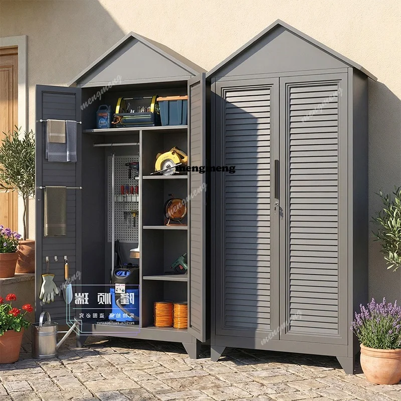 

American Villa Outdoor Storage Cabinet Multifunctional Waterproof Sunproof Courtyard Garden Tool Cabinet Outdoor Furniture