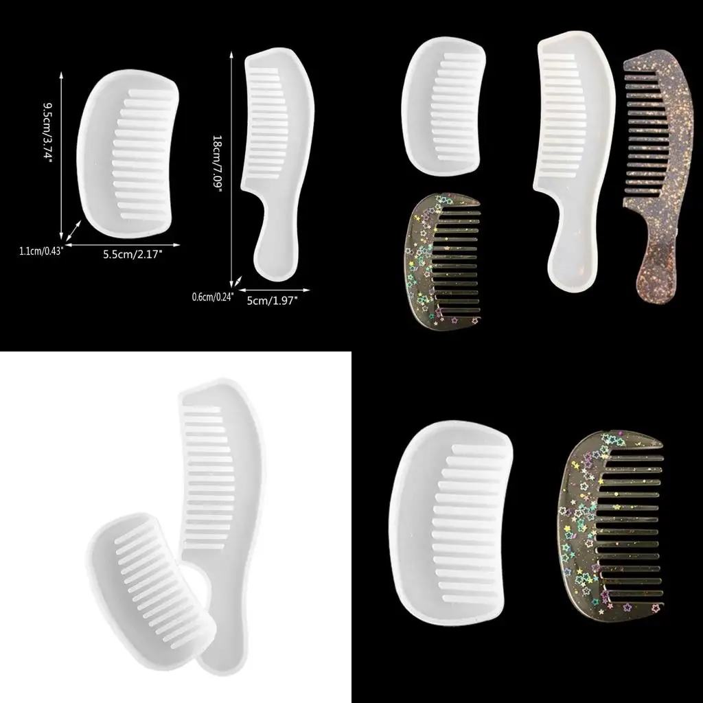 2Piece/set Combs Resin Epoxy Mold Hair Combs Silicone Jewelry Making