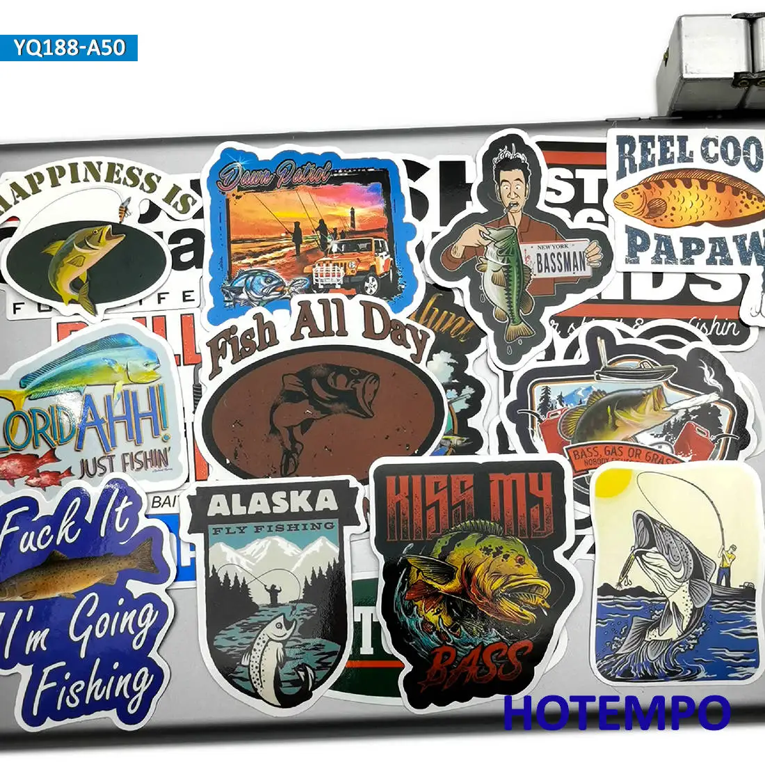 50 Stück, Fisherman Style Decals, Outdoor Angeln gehen, Lustiger Fisch Slogan, Aufkleber-Paket, für Telefon, Fahrrad, Motorrad, Auto, Kühlschrank,