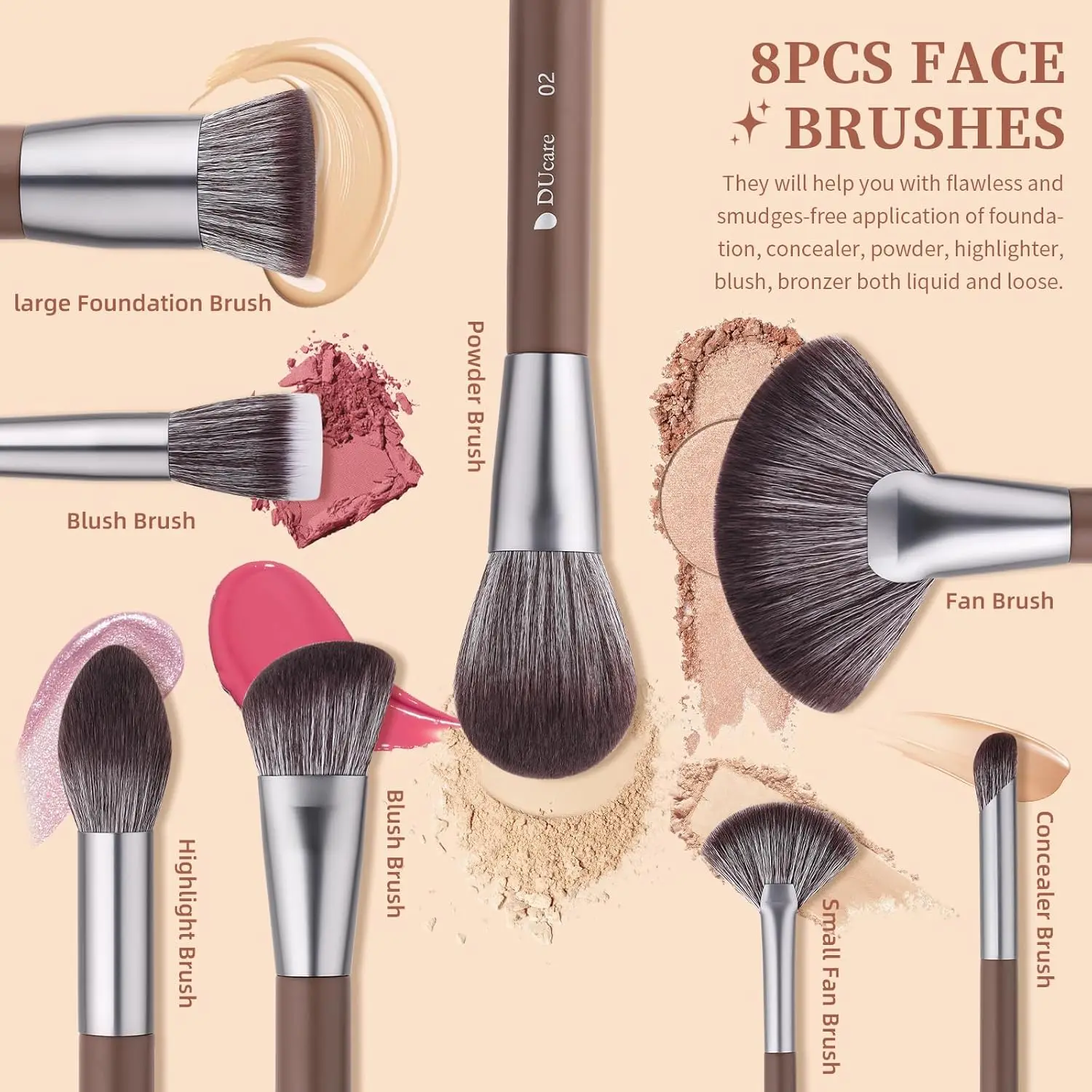 Set di pennelli per trucco professionale da 22 pezzi con borsa - Pennelli Kabuki sintetici, fondotinta, fard, ombretti