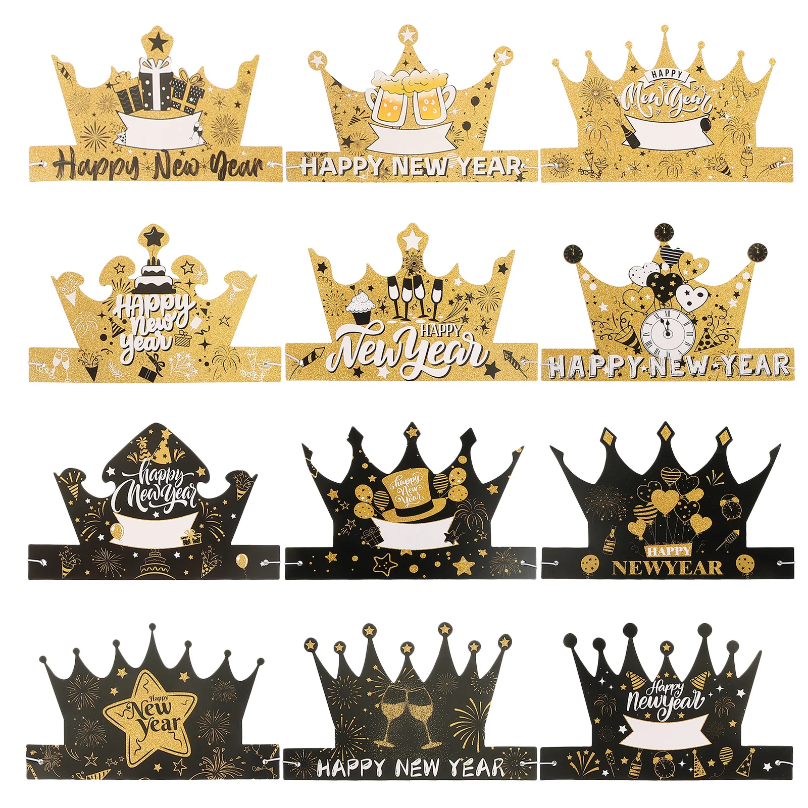 

12Pcs New Year Paper Hats 2025 Festive Party Hats for Adults Kids Celebration Hat Set Bright Colorful Design Comfortable Fit