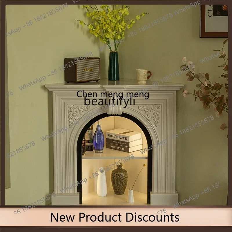 

E153 Light French Vintage Right Angle Triangle Fireplace Decorative Cabinet Corner Fireplace
