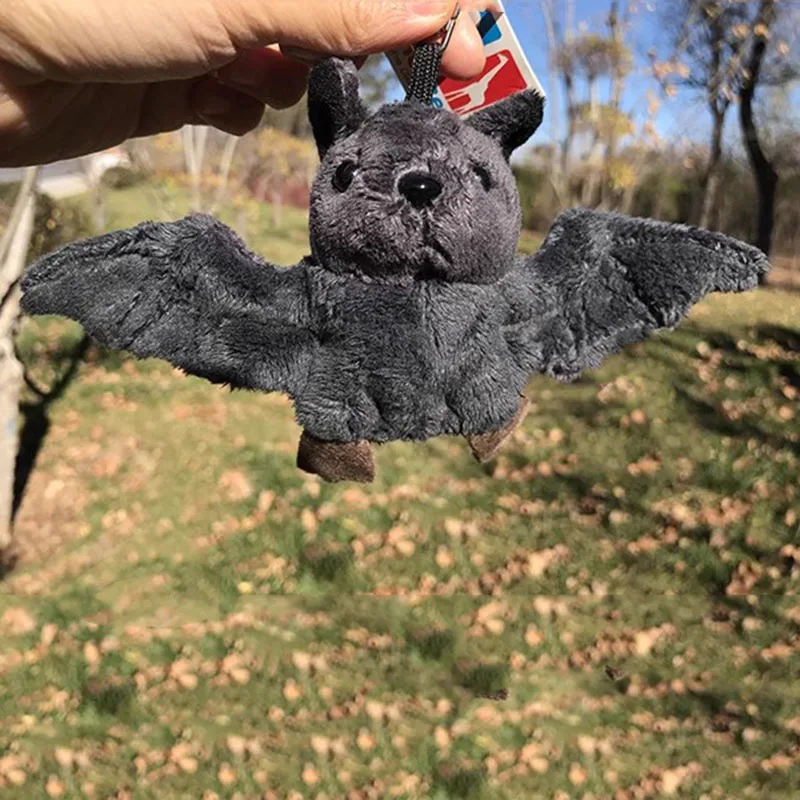 Simulated Animal Black Bat Pendant Bag Decoration Key Ring Chain Wild Nature Zoo Fly Mouse Plush Toy Stuffed Doll Girl Boy Gift