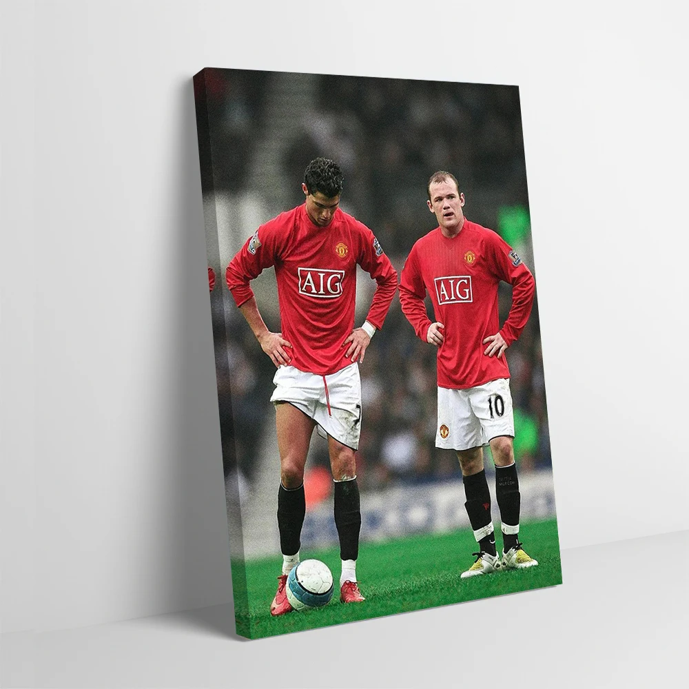 Póster de Cristiano Ronaldo y Wayne Rooney, lienzo impreso personalizable, pintura, arte de pared, regalo para decoración estética de la habitación, varita Deko