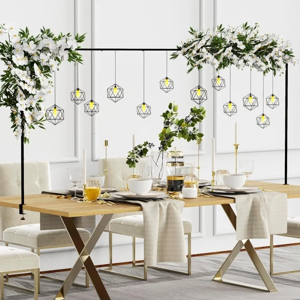 Adjustable Length Over The Table Rod Stand with Clamps Weather-resistant Balloon Arch Stand No-drill Fixed Sturdy Iron Pole
