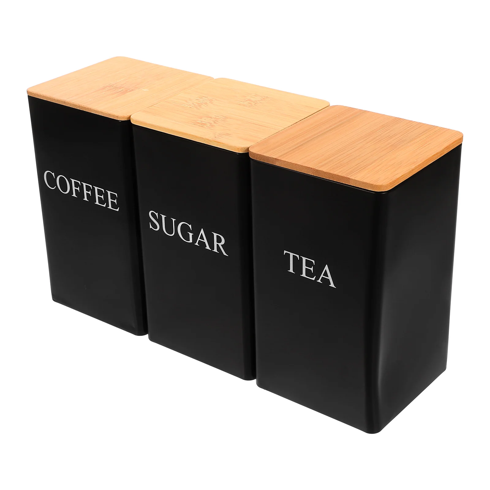 

3Pcs Tea Jar Sugar Airtight Container Small Metal Iron Canister Snack Storage Jars Household Dried Food Bamboo Easy Clean