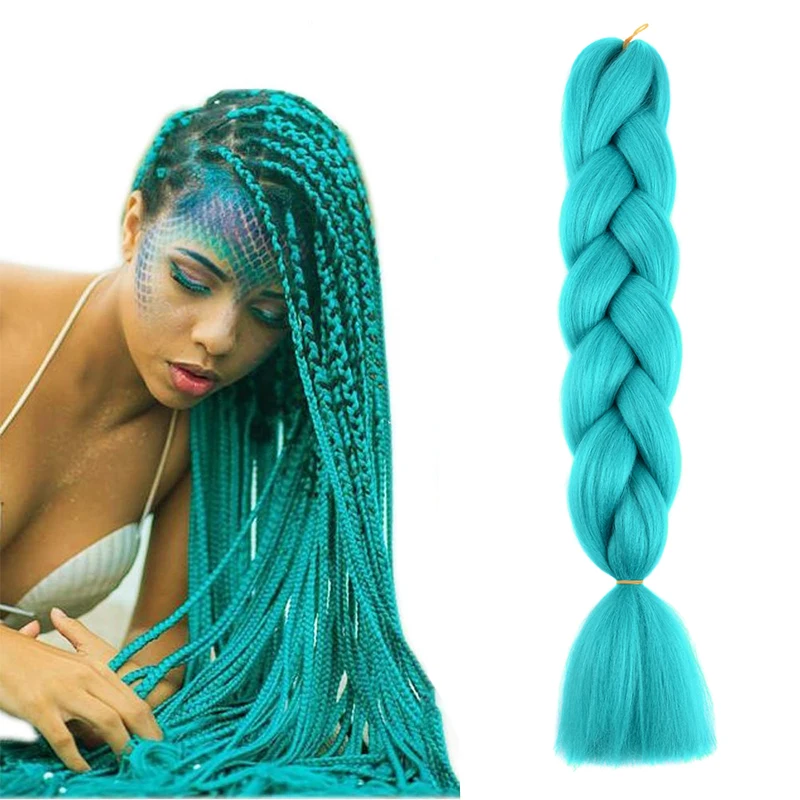 

24-Inch Solid-Color Giant Braided Braid Synthetic Hair African Women And Children'S Daily Diy Crochet Braid Straight Hair Wig