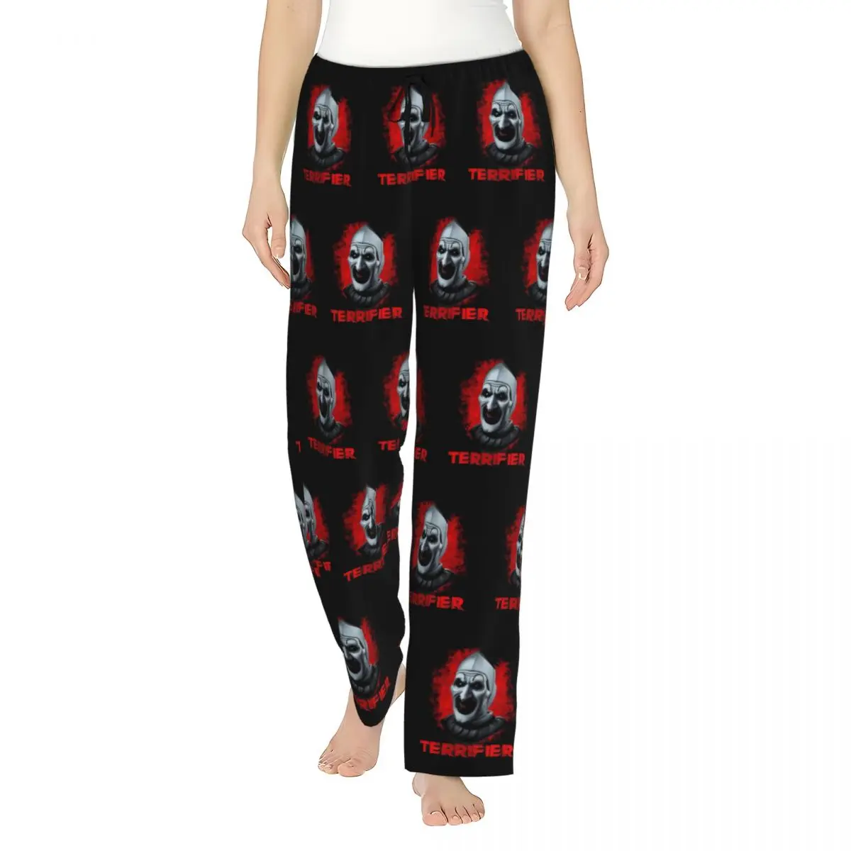 مخصص المرأة T-Terrifiers بيجامة السراويل طباعة هالوين فيلم الرعب النوم ملابس خاصة قيعان مع جيوب #3