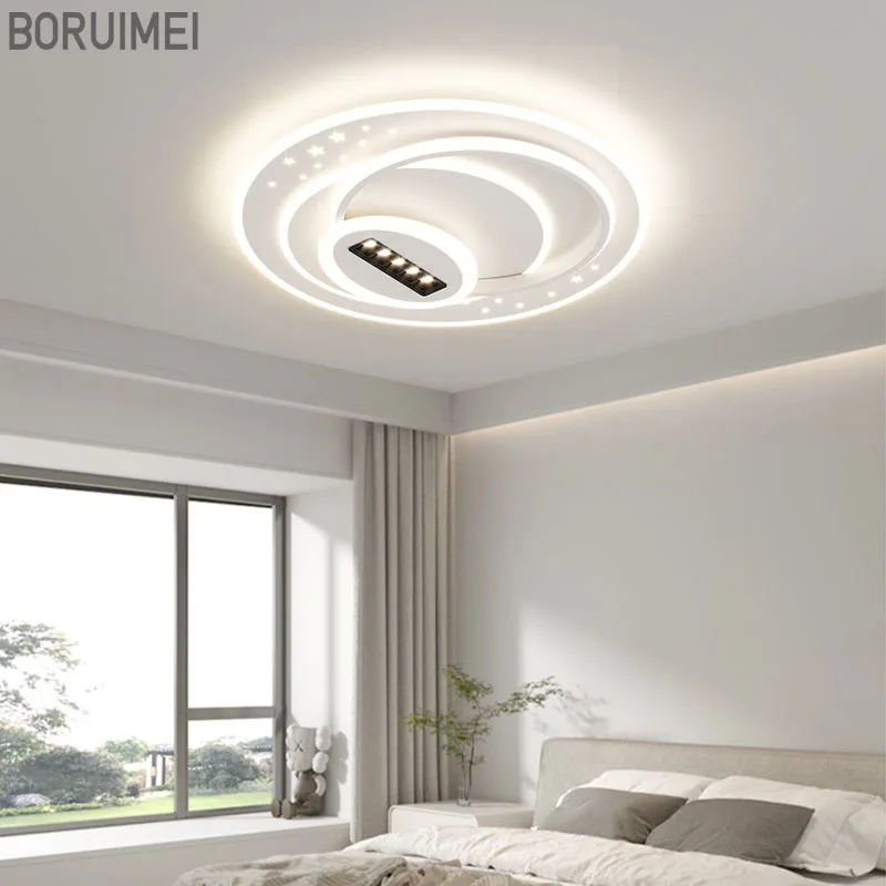 

Nordic Bedroom Led Ceiling Lamp Circle Room Lighting Fixtures White Blakc Blue Children's Bedroom Dimmable Lighting Square Lamps