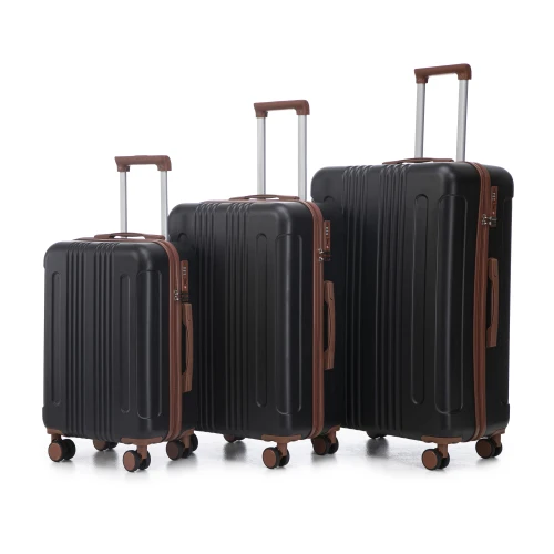 

20 24 28 3 Pcs Set In ABS Spinner Wheel Luggage, Carry On Suitcase, Matching Color, TSA Combination Lock