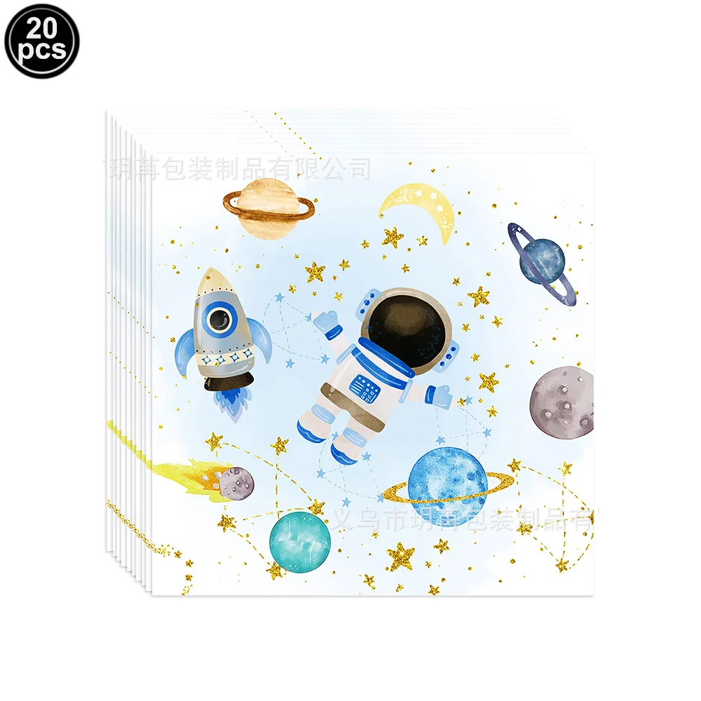 Blue Galaxy Space Disposable Plates Napkins Cups Outer Space Theme Party Tableware for Astronaut Theme Birthday Decorations