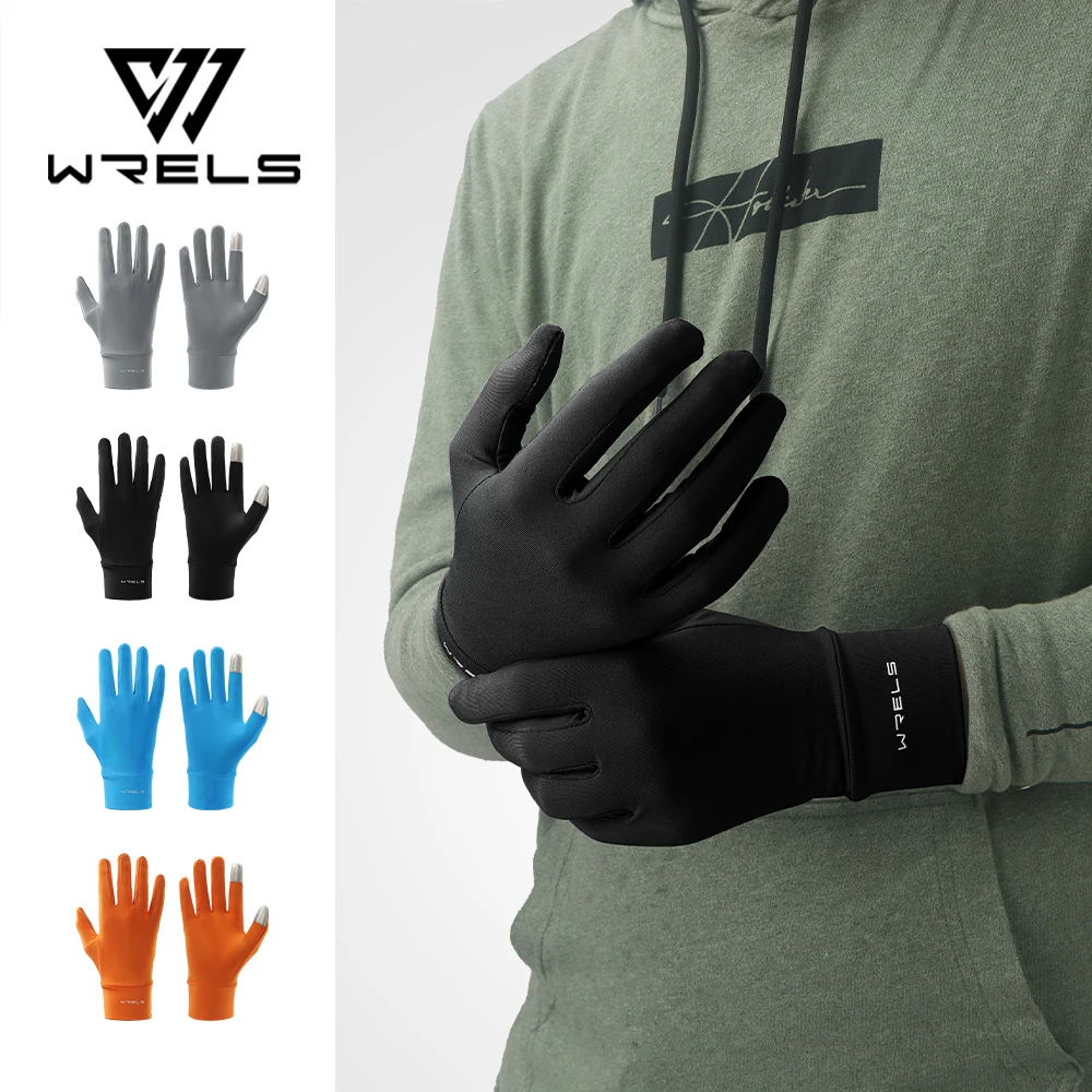 WRELS Winter Full Finger Gloves Windproof Fleece Cycling Motorcycle Fleece Gloves Thermal Elastic Touchscreen Running Gloves