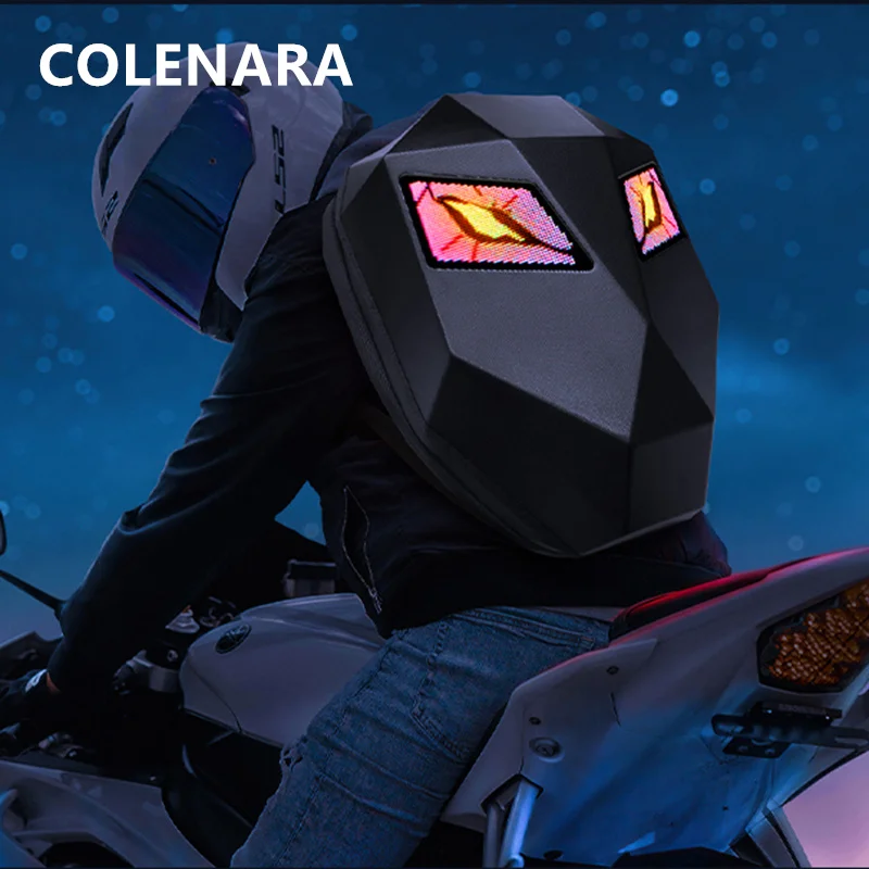 

COLENARA Motorcycle Backpack Men's Motorcycle Helmet Shoulder Bag PC Waterproof Laptop Bag LED Light-emitting Cycling Backpacks