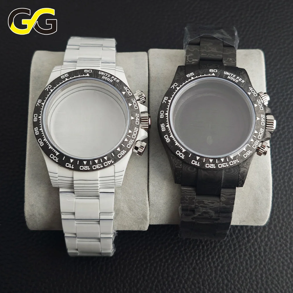 High-End Carbon Fiber Watch Case 38.3mm Men's SL4801、Dandong4130 Movement Chronograph Accessories Fits 20mm Strap Box