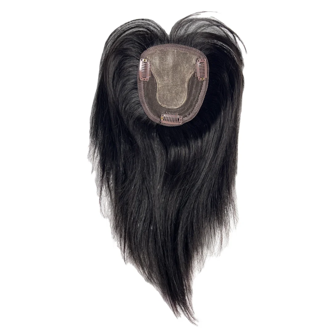 Natuurlijke haartoppers voor vrouwen Echt menselijk haar met luchtpony Braziliaanse clips in haarstukje voor vrouwen Bedekken mild haaruitval