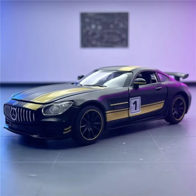 

1:32 Mercedes BENZ GTR AMG Sports car Diecast Metal Alloy Model car Sound Light Pull Back Collection Kids Toy Gifts