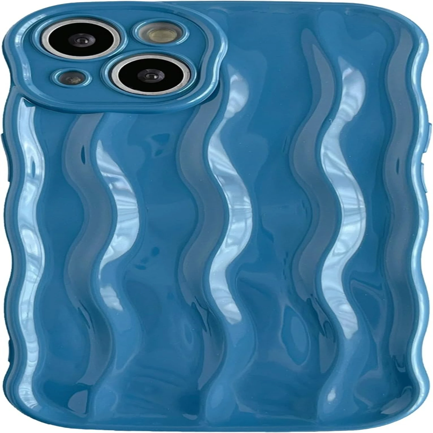 for  13 Case,Water Ripple Pattern Curly Wave Frame Soft Compatible with  Case (White, 13)