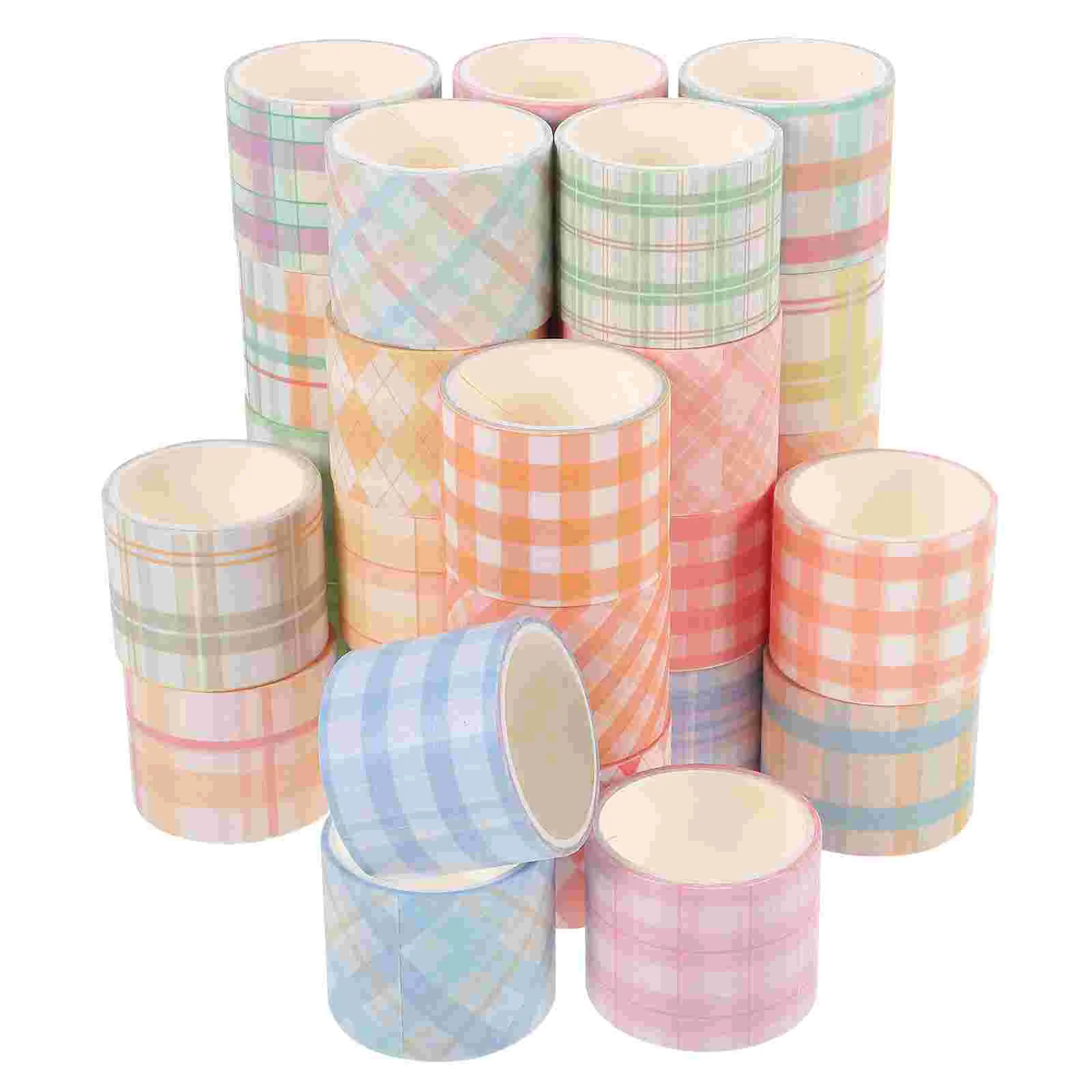 30 Rolls Checkered Washi Tape Gold Decor Stationery Kawaii Thin Set Scrapbook Japanese Paper Stickers Floral