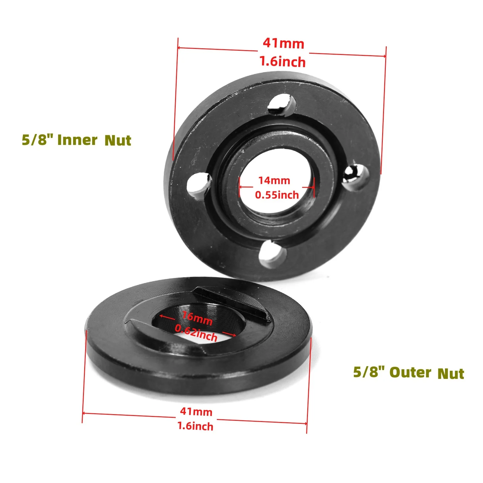 4 stuks haakse slijper ACC (M14Quick Release moer + 5/8 haakse slijper flensmoer + moersleutel) compatibel met Makita/Black & Decker/Ryobi