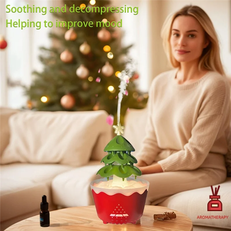 A36T-Christmas Lucky Tree Essential Oil Aromatherapy Machine Household Silent Small Humidifier Home Gift