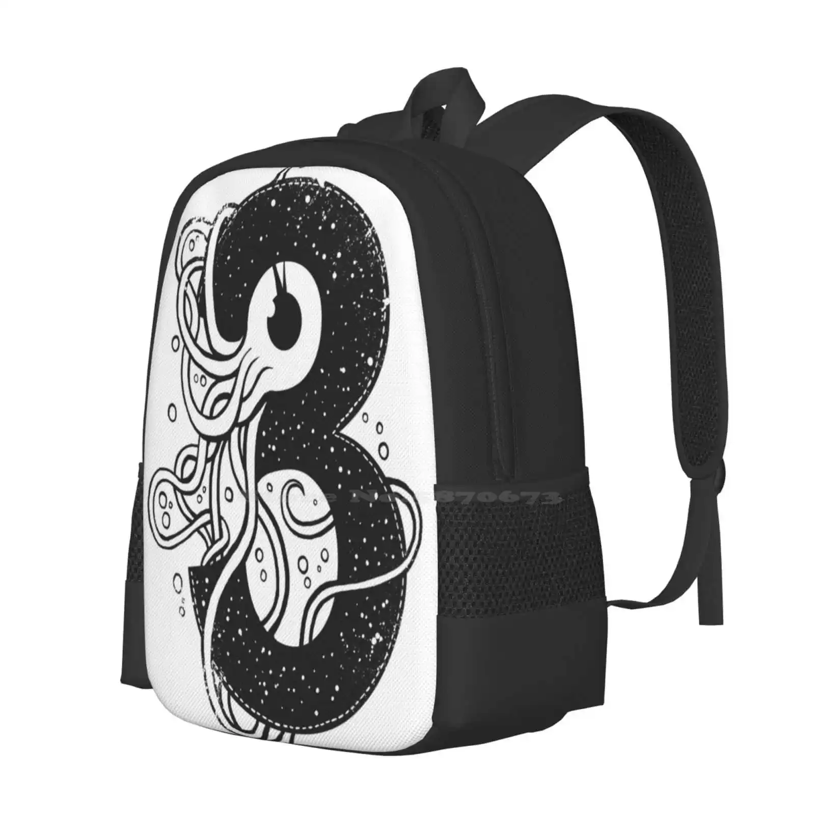 3Eyes Hot Sale Schoolbag Backpack Fashion Bags Abstract Animals Eyes Number Squid Animal Theme Design Art Illustration Art