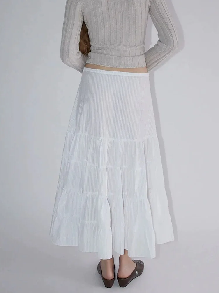 

Casual High Waist Layered Splice Pleated Hem f Skirt Women Summer Paloma Wool Skirts Commute Sle Cake Skirt A-Line