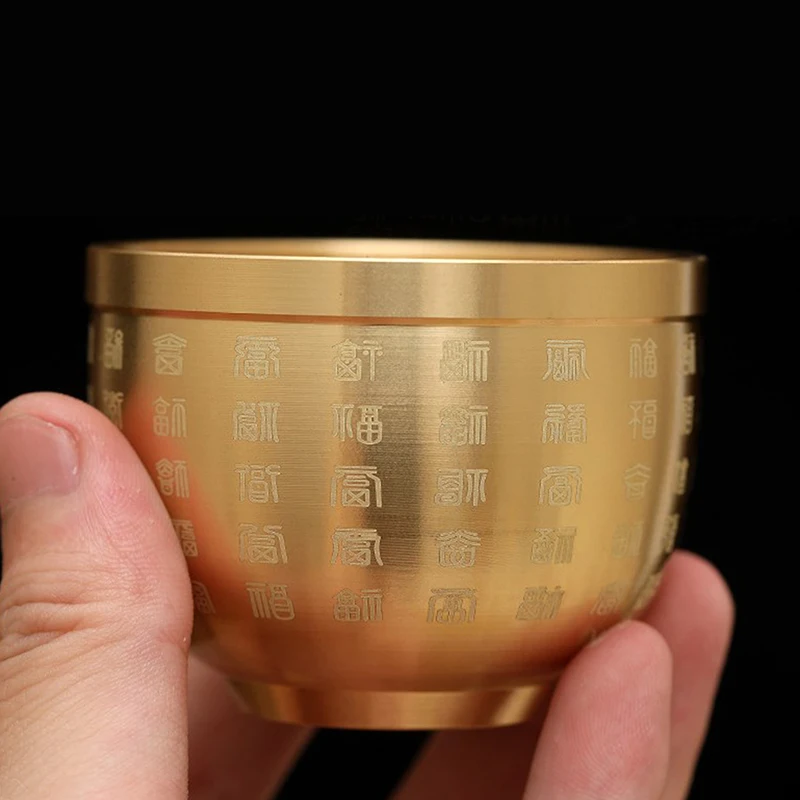 Bowl Treasure Copper Basin Wealth Offering Good Statue Money Fortune Luck Shui Feng Porsperity Lucky Bowls Chinese Golden Brass