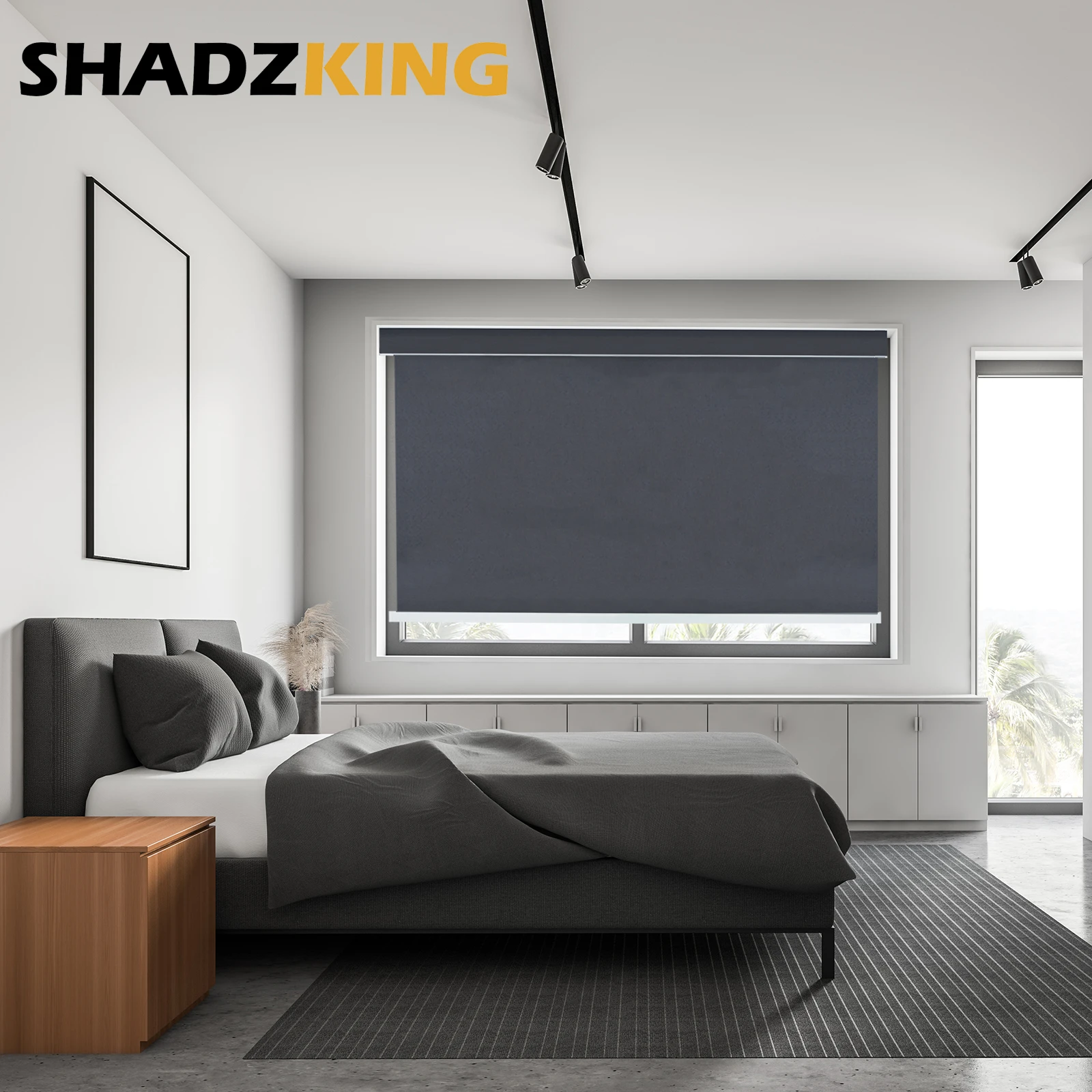 Black Roller Shades for Home Luxury Roller Blind Blackout Day and Night Window Shade with Cassette for Sliding Doors Custom Size