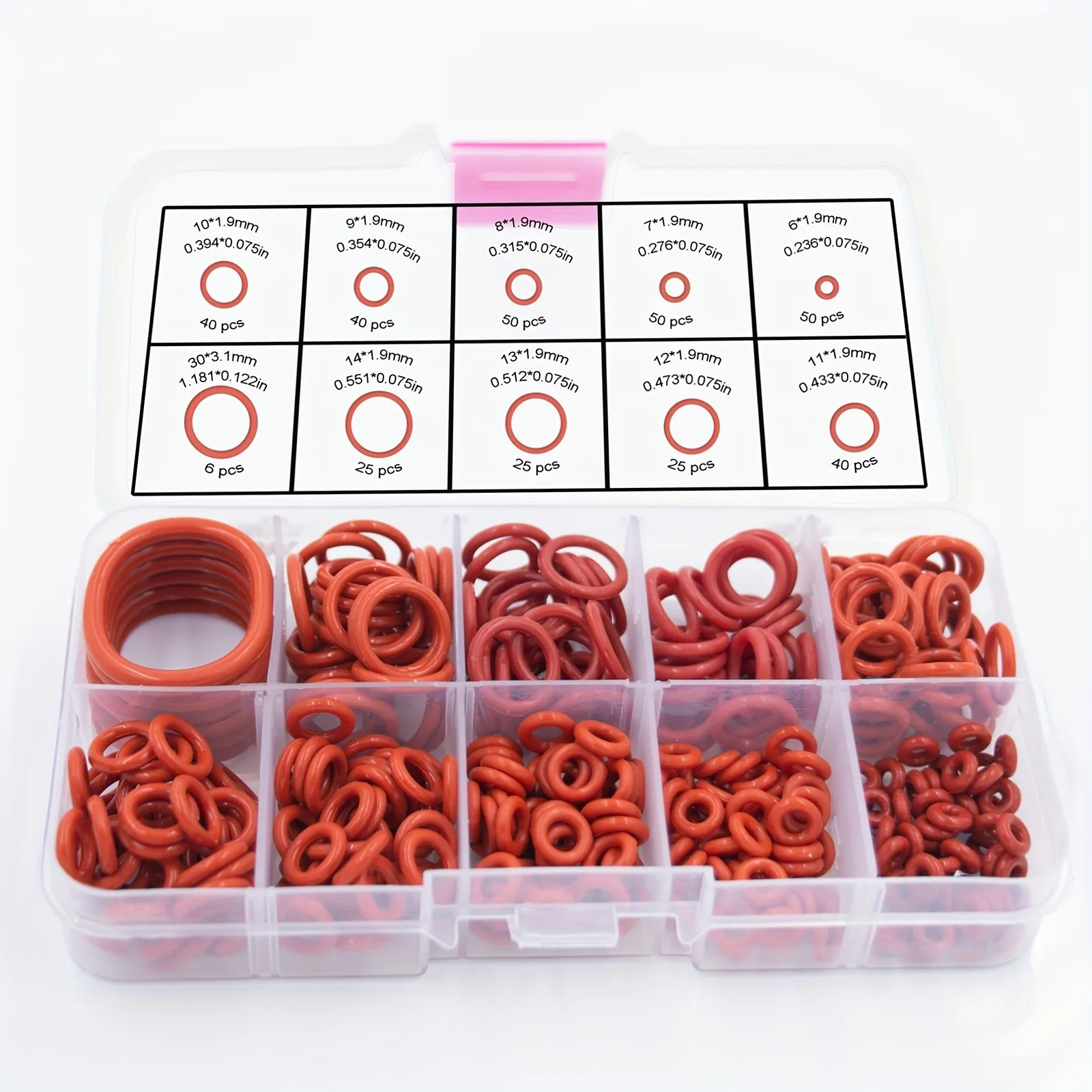 351pcs Oil and Temperature Resistant O-Ring Rubber Combination Gaskets, Used for Automobiles, Water Pipes, 10 Different Sizes