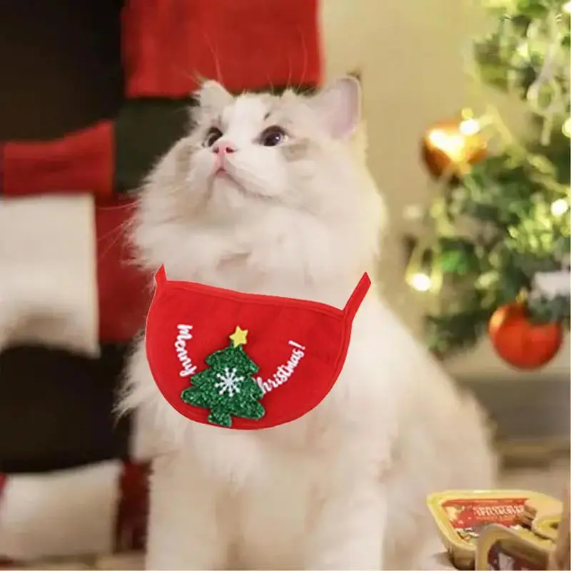 Traje navideño para gatos, disfraz para gatos, ropa para mascotas, trajes para perros, 4 Uds., traje bonito de Navidad, sombreros de Navidad, bufanda divertida, Baberos, pelo