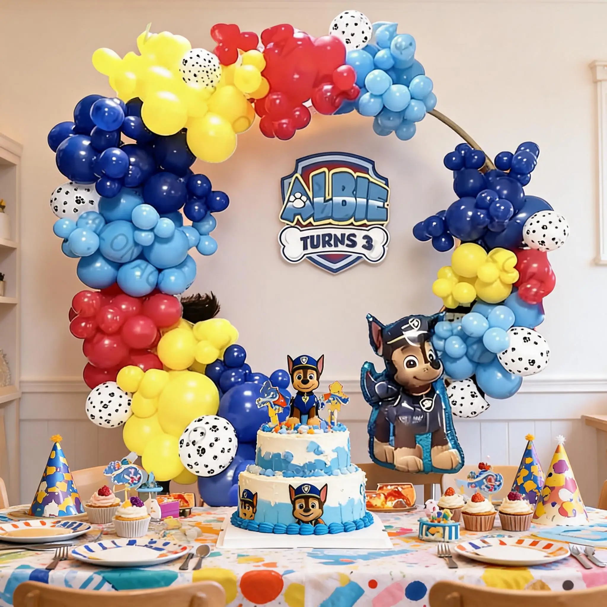 114-teiliges Paw Patrol Ballonbogen-Set Rot Blau Gelb Pfotenabdruck-Ballons Girlande für Geburtstag Babyparty Themenparty Dekoration