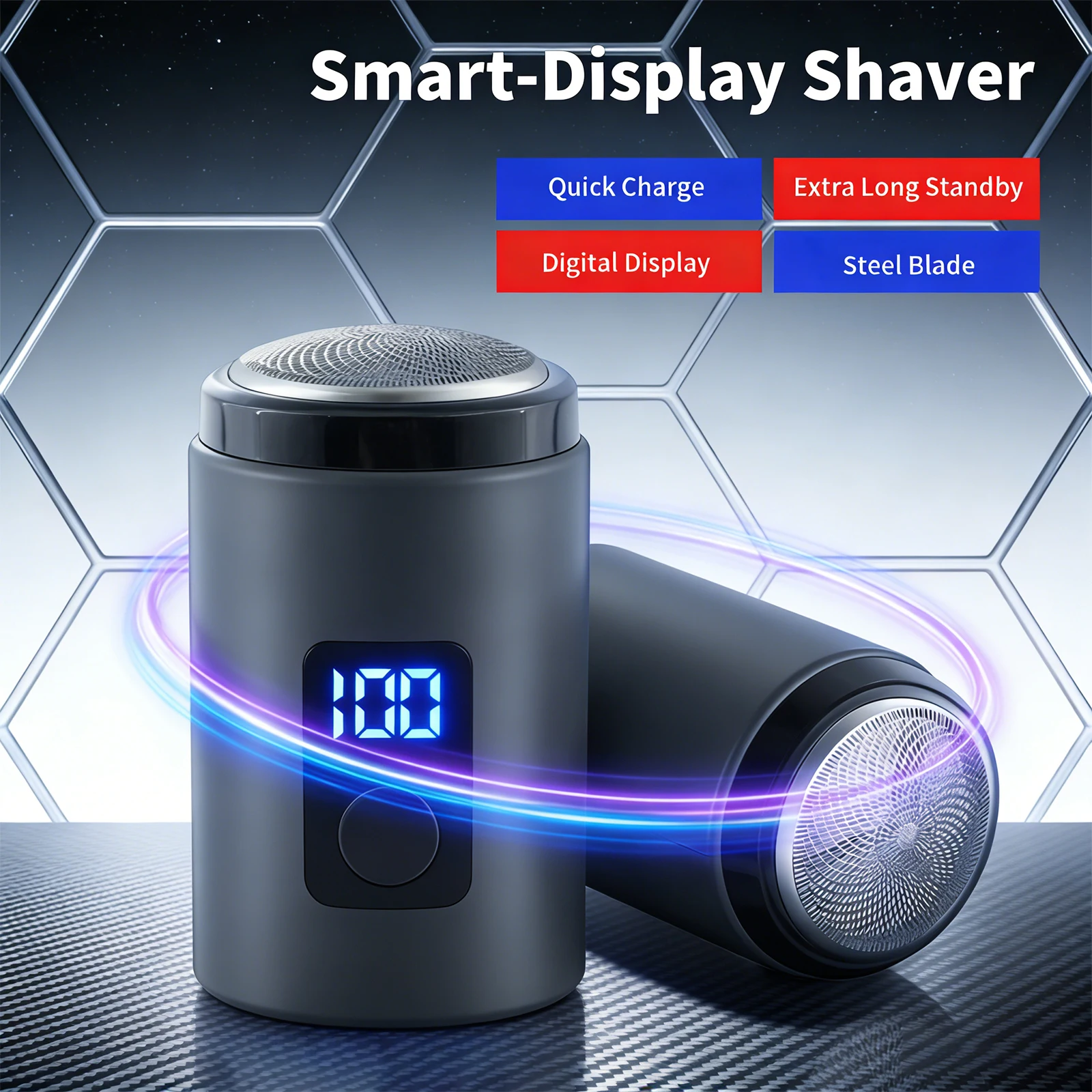 Mini Men Electric Shaver With Power Display Screen Portable Business Trips Beard Trimmer Rechargeable Shaver Micro USB Charging