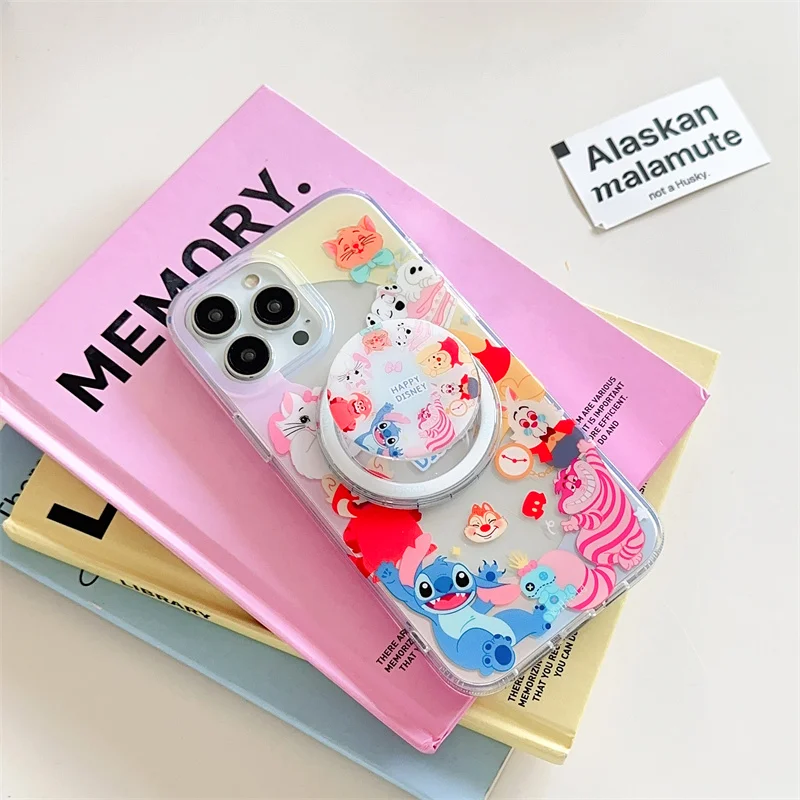 Cute Anime Winnie The Pool Mary Cat Stitch Cartoon Phone Case For iPhone 15 14 13 12 Pro Max 3D Disney Imd Silicone Back Cover