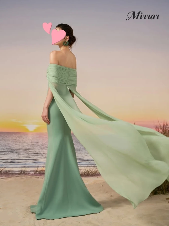 미러 드레스 우아한 빈티지 달콤한 그린 머메이드 비즈 쉬폰 새로운 맞춤형 공식 행사 프롬 드레스 이브닝 파티 가운