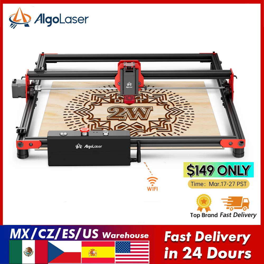 Large Area 400x400mm Area AlgoLaser 2W Laser Engraver Portable Logo Text Pattern Pet Tag Printer Laser Marking Engraving Machine