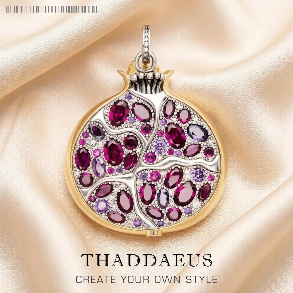 Pendant Large Pomegranate Spring Fashion 925 Sterling Silver Jewelry Romantic Gift For Women