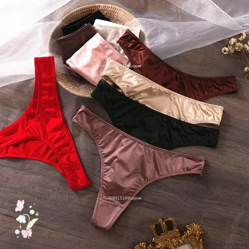 Calcinha de seda gelada de cintura baixa para mulheres, lingerie sem costura, cuecas respiráveis, breve intimidade, secagem rápida