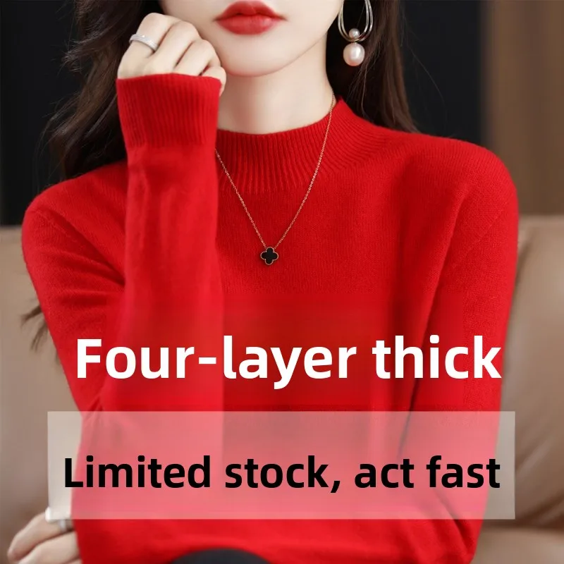 

Thiened Camere Sweater Women's f High Collar Autumn Winter ort Pure Color Wool Knitted Base irt Inner Wear T-irt