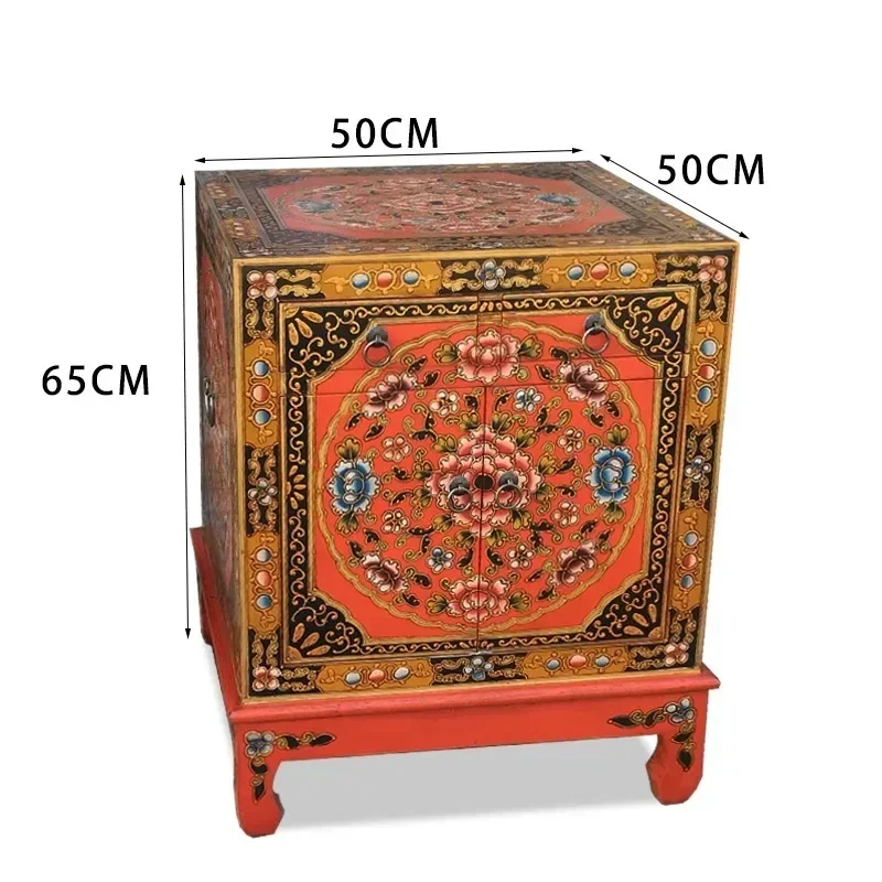 Tibetan furniture solid wood sofa corner cabinet, Tibetan box corner few, old antique edge few light luxury