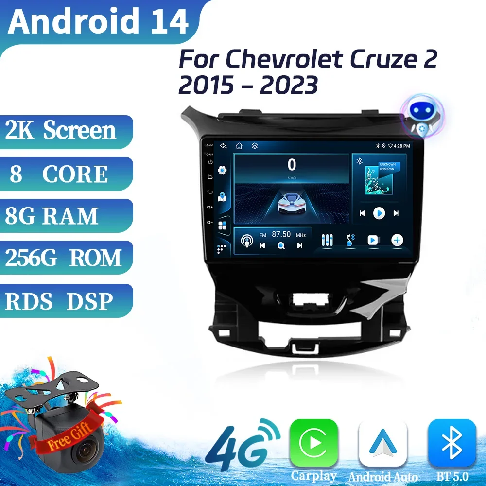 

Android 14 для Chevrolet Cruze 2 2015-2023, автомобильное радио, мультимедиа, 4G, GPS, 5G, WIFI, навигация, беспроводной стерео, Carplay, сенсорный экран
